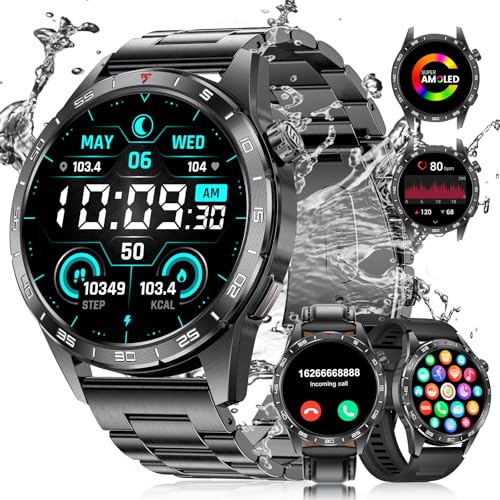 La Mejor Lista de reloj inteligente android los más recomendados. 48 LIGE Llamada Bluetooth Reloj Inteligente para Hombre,Smartwatch AMOLED HD 1,43'' con Frecuencia Cardíaca/Monitor Sueño/Podómetro,100 Modos Deportivos, Resistente al Agua IP68...