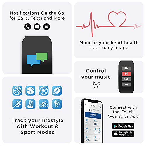 iTouch Fitness Tracker Active for Men and Women, Heart Rate, Step Counter, Notifications, Sleep Monitor, Customizable Watch Face, Compatible with iPhone - Android, App - Bluetooth Connectivity - Image 5