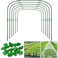 6PCS 82 X 105CM Gewächshaus-Bogen-Set,abnehmbare Gartenbögen, Rostfreier Fiberglas-Stützrahmen Mit 18 Clips,DIY-Pflanzenstützpfähle für Netze und Hochbeete