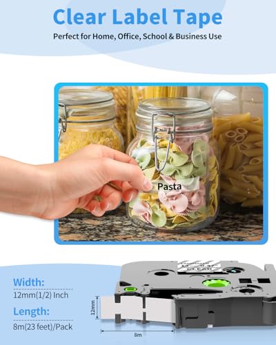 Image of Colorty Clear Label Maker Tape TZe-131 Compatible with Brother P-Touch | Label Tape TZ TZe 12mm 0.47 Laminated 1 /2 inch Black on Clear TZe131 for PT-D220 D210 H110 1180 1280 1890 Tape Refills, 6-Pack