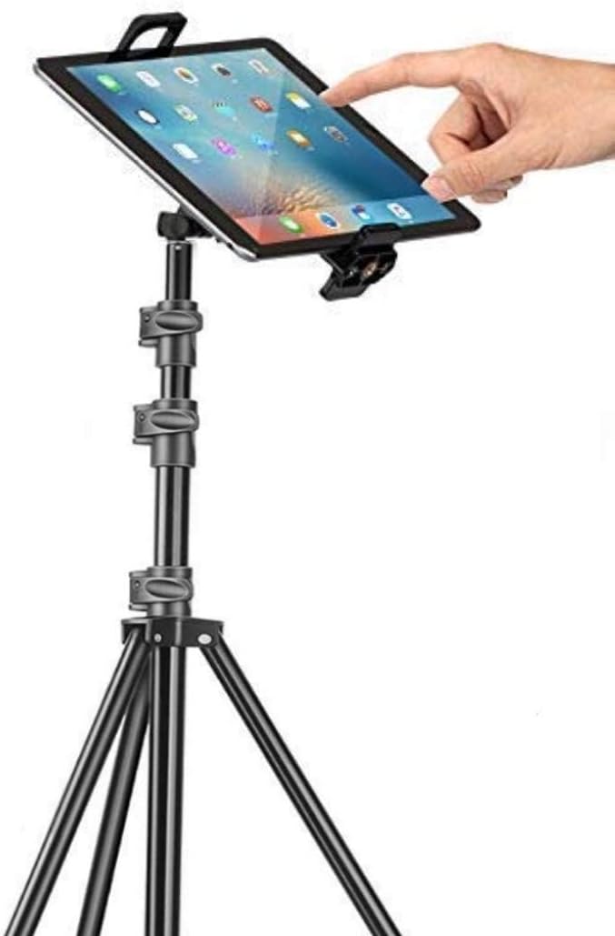- VTS Universal 2 in 1 Mobile, iPad and Tablet Holder Clamp with Tripod Stand for Home Office Stage for All 3.5 inch to 11 inch Devices Dual Clip