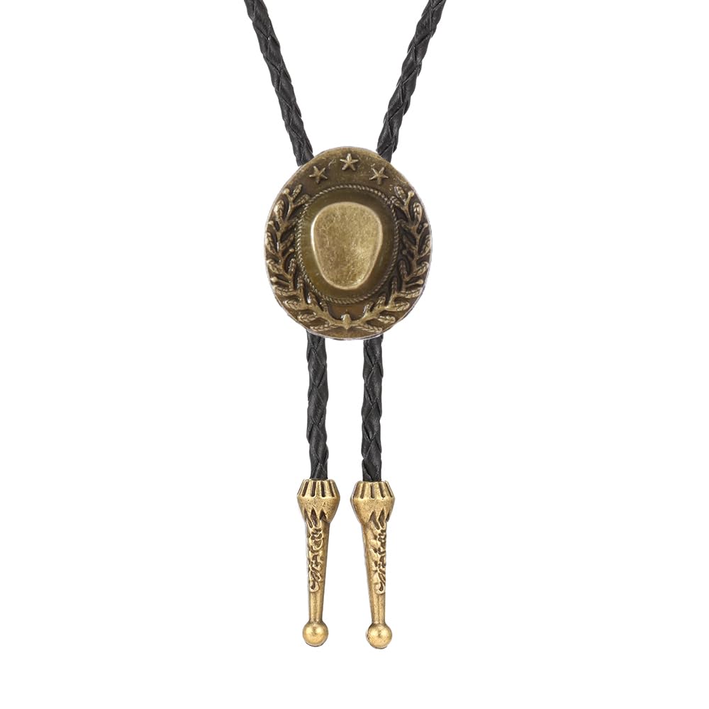 Joxevyia Bolo Tie for Men Vintage Cow Skull Leather Rope Western Cowboy Necktie Vintage Bola Tie Gift for Him