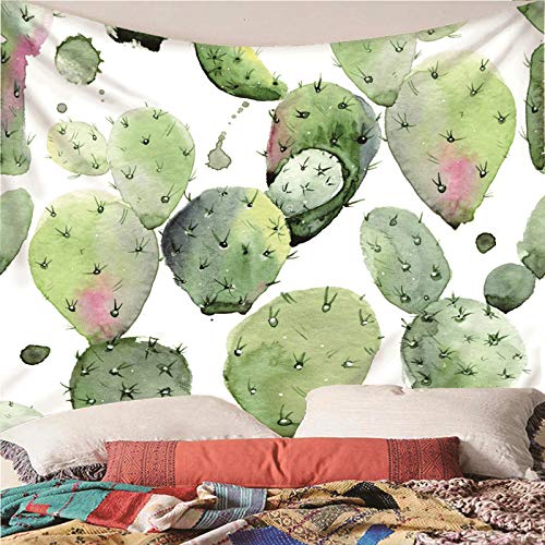 Tapiz de pared lavable de 210x140 cm en poliester resistente con diseño de cactus 3