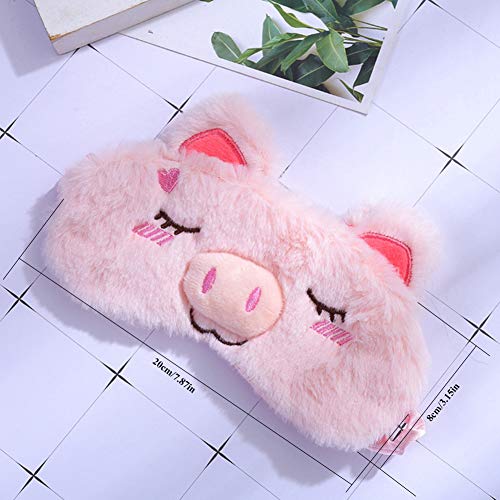 4 Pack Sleeping Mask for Girls Soft Plush Blindfold Cute Rabbit Pig Flamingo Cat Sleep Masks Eye Cover Eyeshade for Kids Teens Women Plane Travel Nap Night Sleeping - Image 6