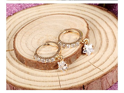 TIDOO 18K Gold Plated Sparkly Cubic Zirconia Drop Earrings For Women Small Crystal Dangle Earring Jewelry Star Shaped Earrings4