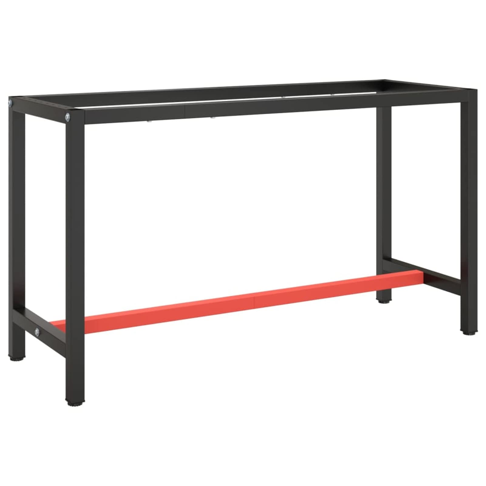 Stelaż stołu warsztatowego matowy czarny i matowy czerwony 140 x 50 x 79 cm metalowy stół warsztatowy stół warsztatowy stelaż stół warsztatowy