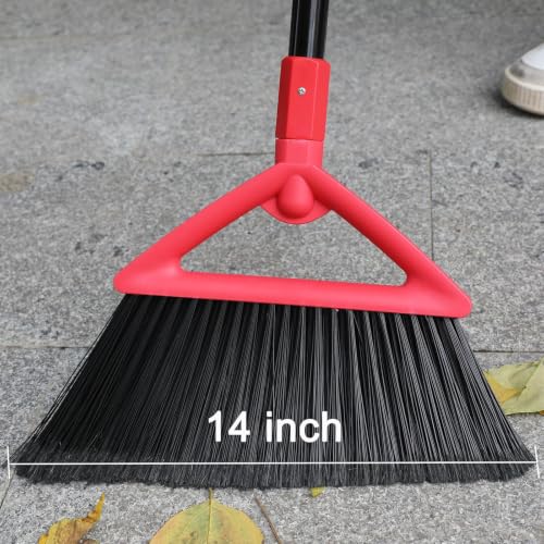 Image of Heavy Duty Red Angle Broom with Long Handle - 4 Pack