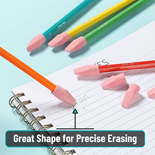 Image of Mr. Pen- Pencil Top Erasers, 120 Pack, Pink, Latex-Free | No-Smudge Cap Pencil Erasers for Precise Erasing, Kids, Teachers, Studying Supplies
