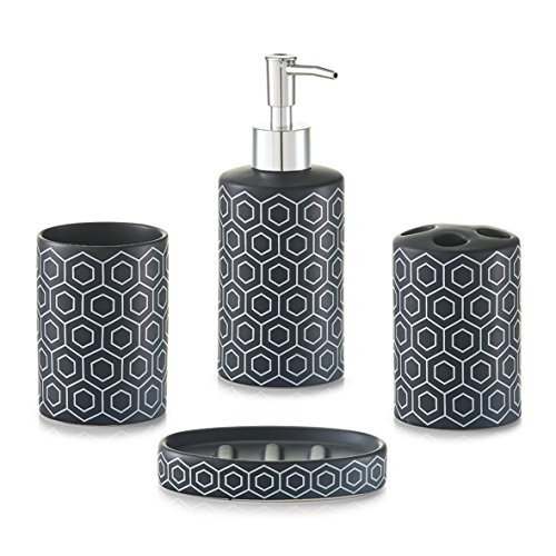 Preisvergleich Produktbild Zeller 18248 Bad-Accessoires-Set, 4-tlg., schwarz, Keramik
