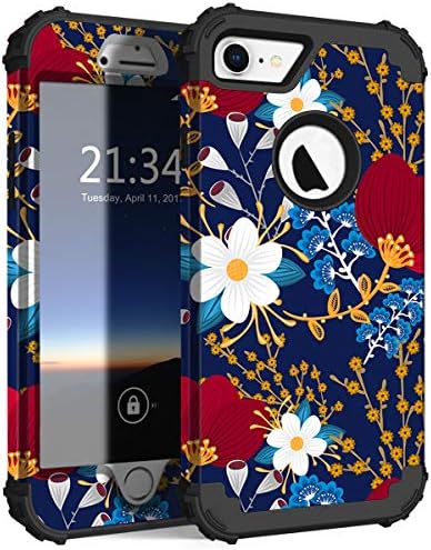 Hocase iPhone 8 Case iPhone 7 Case, Shockproof Protection Heavy Duty Hard Plastic+Silicone Rubber Bumper Full Body Protective Case for iPhone 8, iPhone 7 (4.7-Inch Display) - Creative Flowers