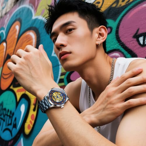 Image of OLEVS Mens Automatic Watch Skeleton Diamond Luxury Mechanical Self Winding Dress Wrist Watch Waterproof Luminous