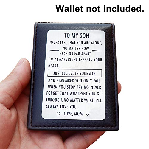 XYBAGS Gifts for Son from Mom, To My Son Engraved Wallet Card Inserts with Inspirational Quotes, Christmas, Birthday, Graduation, Gift Ideas2