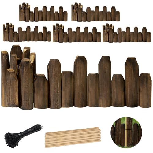 Garteneinfassung aus Holz für Landschaftsbau, versetzte halbrunde Holzzaunumrandung, rustikale Beeteinfassung, natürliche Kiefer, 20,1 cm x 1,2 m, Outdoor-Gartendekoration (6 Stück)