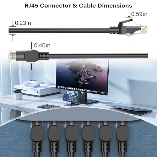 Image of Jadaol Cat6 1ft 10 Pack Patch Cable, 10Gbps High-Speed Ethernet, Support Cat8 /7 Network, 24AWG Pure Copper, RJ45 Gold-Plated Connectors, LAN Network Cable for Patch Panel to Switch, Black