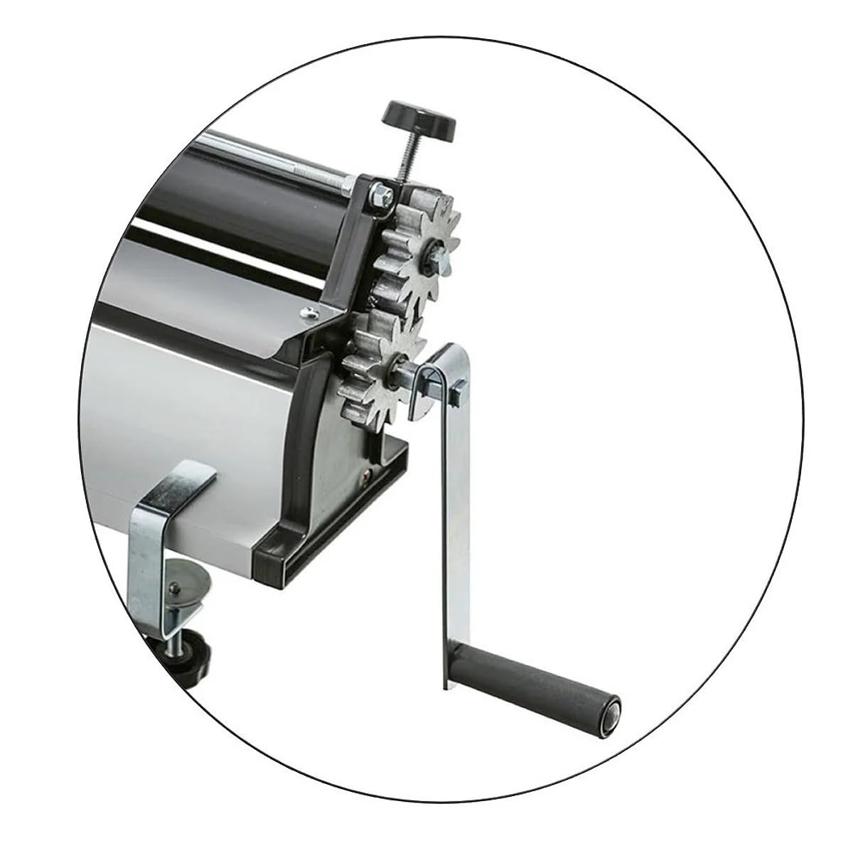 DKN Pizzateig-Rollmaschine mit Handkurbel, 48,8 cm, Nudelmaschine, Teigfolie mit Antihaft-Rollen mit Dickenkontrolle – Konstruktion aus massivem Stahl und Aluminium