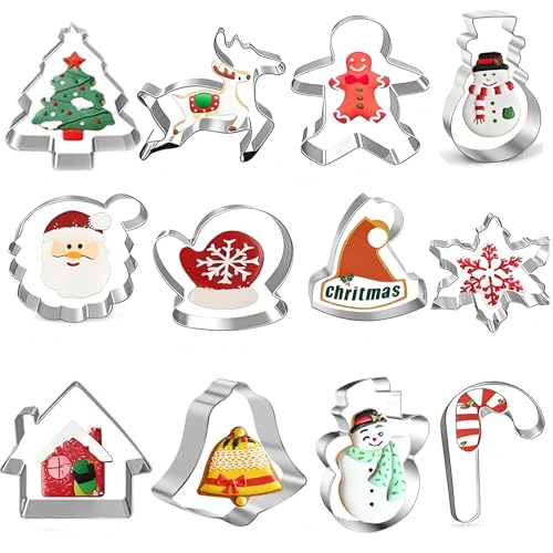 Ausstechformen Weihnachten, 12 Stück Ausstecher Set, Plätzchen Ausstecher, Ideales Ostergeschenk & Osterplätzchen für Backen (1)