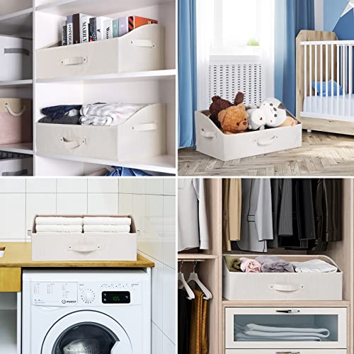Keegh Storage Bins For Closet Shelves Storage Baskets For Shelves Trapezoid Storage Bin Fabric Organizer Bins For Clothes With Handles,Beige,Set Of 3 #TOP5