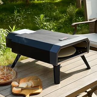 Royal Gourmet Four à Pizza Gaz Extérieur, Barbecue à Pizza de 4 KW avec Pierre Pizza de ⌀33 cm, Allumage Automatique et Pieds Pliables pour Le Jardin, Le Camping, Noir