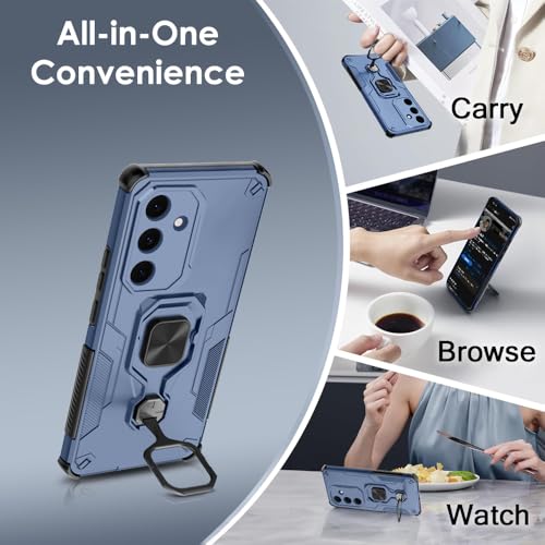 Image of TheGiftKart Tough Armor Bumper Back Case Cover for Samsung Galaxy S25 FE 5G | Ring Holder & Kickstand in-Built | 360 Degree Protection Back Case Cover for Samsung S25 FE 5G (PC & TPU, Greyish Blue)