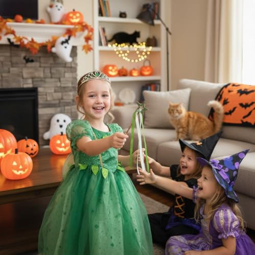 Lovelyshop Baguette Magique de fée en métal doré et Cristal Vert avec Ruban pour Fille Halloween Carnaval Mascarade – vue 4