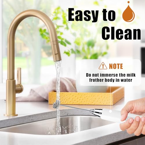 Image of Nahida White Milk Frother Wand for Coffee, Frother Handheld Rechargeable Electric Whisk with 3 Heads 3 Speeds Drink Mixer Coffee Frother Foam Maker For Latte, Cappuccino, Hot Chocolate, Egg