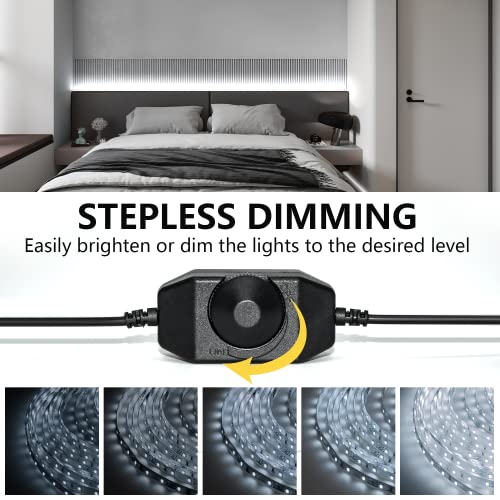 Image of LED Strip Lights White 65.6ft Dimmable 6000K Bright White Strip Lighting, 12V 20M 1200 LEDs 2835 Flexible led Light for Kitchen, Under Cabinet, Bedroom, Wardrobe.
