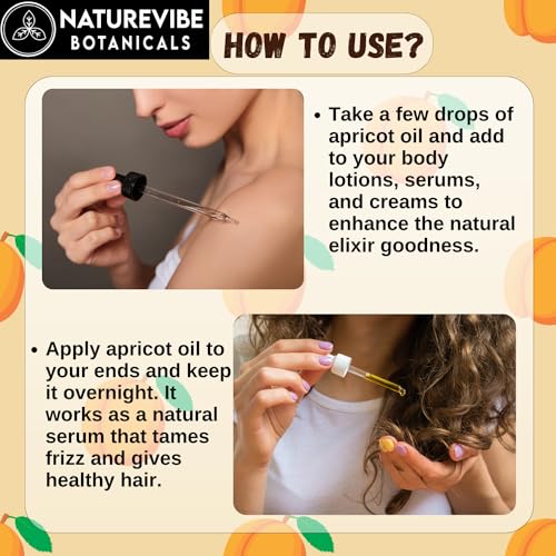 Image of Apricot Oil 200ml by Naturevibe Botanicals 100% Pure Cold Pressed Apricot Kernel Oil for Skin, Hair & Body Massage | Lightweight Moisturizing Carrier Oil Rich in Vitamin E | Suitable for Face, Body & Scalp Care