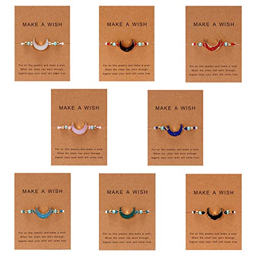 Make A Wish Bracelet Handmade Resin Druzy Bracelet Simple Women Jewelry Gifts Pack of 2/4/6/8 (8psc-moon) Make A Wish Bracelet Handmade Resin Druzy Bracelet Simple Women Jewelry Gifts Pack of 2/4/6/8 (8psc-moon)