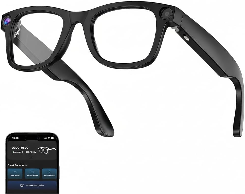 Air Vision AI Smart Glasses with 8MP HD Camera for Hands-Free Photo and Video | AI Voice Assistant | Object Recognition | Bluetooth 5.3 | Dual Mic Noise Reduction Smart Wearable for Daily Use (B39)