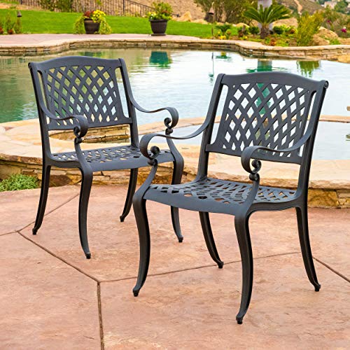 Christopher Knight Home Hallandale Outdoor Cast Aluminum Chairs, 2Pcs