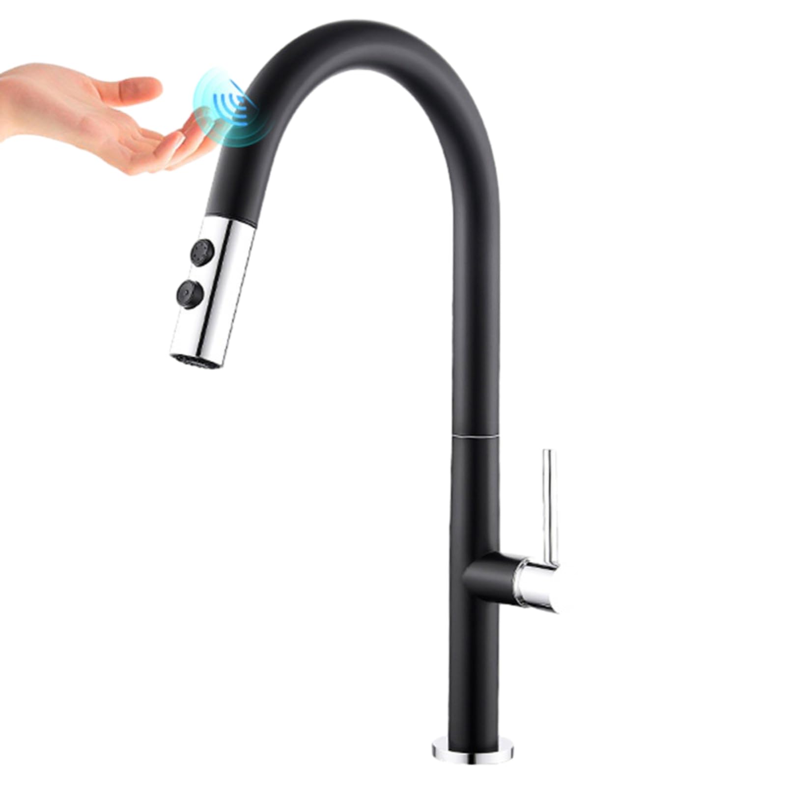 ZQFHSX Modern Touch Sensor Kitchen Faucet Pull Out Sprayer Black Finish Hot & Cold Water Mixer Electroplated Design Sleek Stylish Upgrade