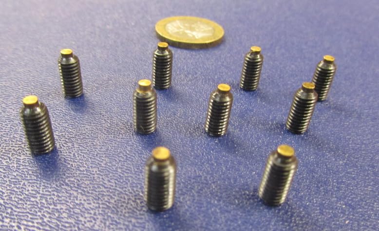 Black Oxide Steel Brass Tip Metric Set Screw M5 x 0.8 mm x 10 mm Thread Length 10 pcs