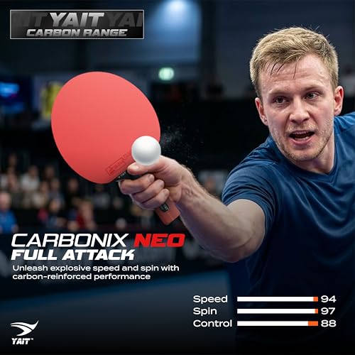 Image of Carbonix Neo Professional Table Tennis Racquet | ITTF Approved Gambler MECH-TEK Rubber | 7 Layer Blade with 1K Real Carbon | Basswood & Kiri Wood | High Spin & Speed Fast Attack TT Racquet