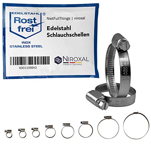 2 Stueck Schlauchschellen mit Schneckenantrieb aus Edelstahl W4 V2A Spannbereich Ø 90-110mm = 9-11cm Bandbreite 12-mm Rostfrei Schlauch-Binder