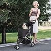 3 Wheels Foldable Pet Stroller Dog Cat Jogger Stroller Travel Carrier Strolling Cart w/Waterproof Cover Storage Basket Cup Holder & Removable Liner, Black
