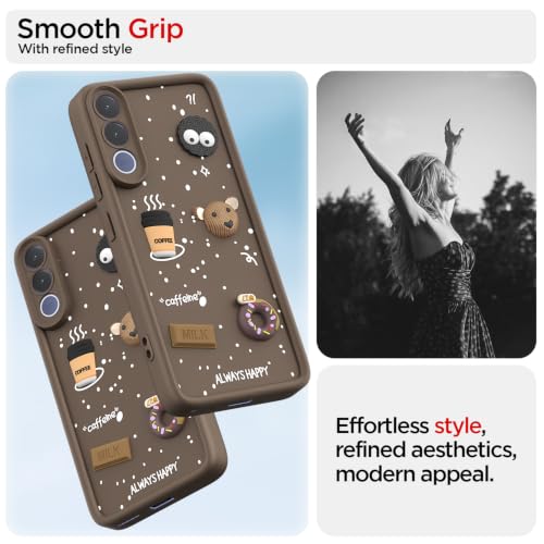 Image of Pikkme Back Cover for Vivo V70 FE 5G | 3D Bear Silicone Cute & Fun Coffee Cartoon | Full Body Protection Bumper Case (Brown)