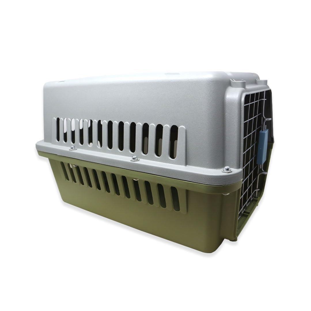 The Pets Company IATA Approved Airline Travel Plastic Crate, Folding Collapsible Transport Box, Portable Pet Travel Carrier, Basket, Cage & Kennel House for Cats & Kittens - Olive (19" X 12" X 12") (B0DH2VRC76) Amazon Price History, Amazon Price Tracker