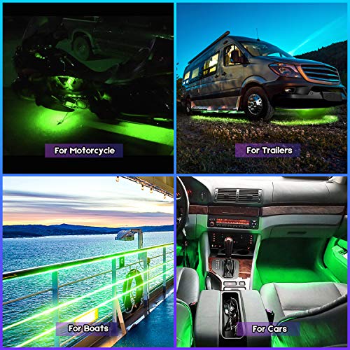 Tira de luces LED verde de 24 pulgadas para auto, pack de 4 miniatura 4