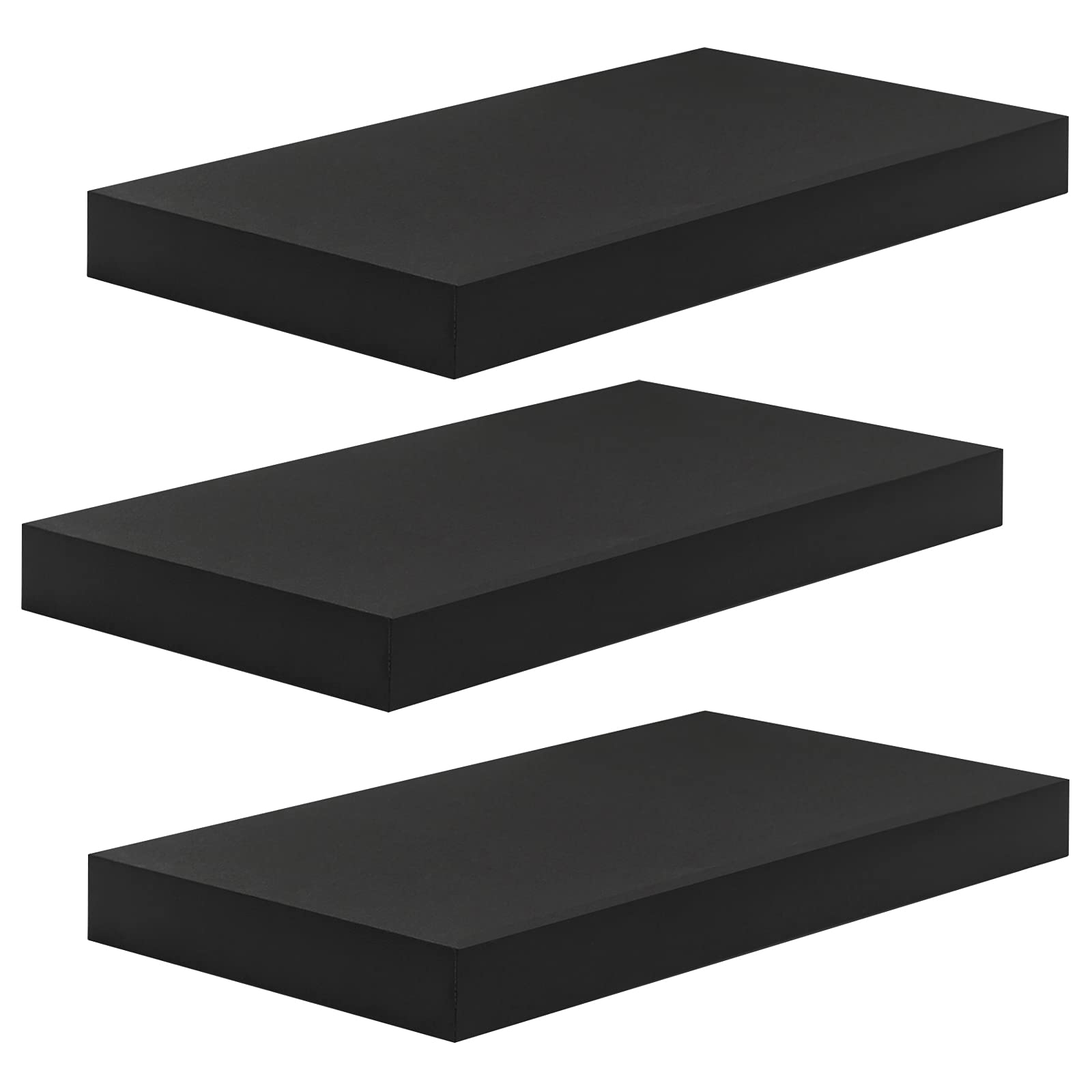 WOLTU 3 Pcs Floating Shelf Black Wooden Wall Storage Display Shelf 70cm Long RG9369sz-3-UK — image 1