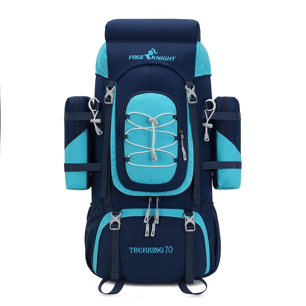Bseash Zaino da campeggio impermeabile da 70 l (65+5) con copertura antipioggia, zaino da viaggio per sport all'aria aperta per arrampicata Touring