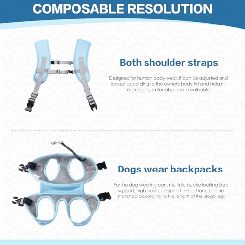 BT Bear Tragetuch für Hunde, tragbarer Outdoor-Rucksack, Notfall-Rucksack, Haustier-Tragetasche für ältere Hunde, Gelenkverletzungen, Arthritis, Treppenauf- und Absteigen, Lähmung, Blau, Größe L