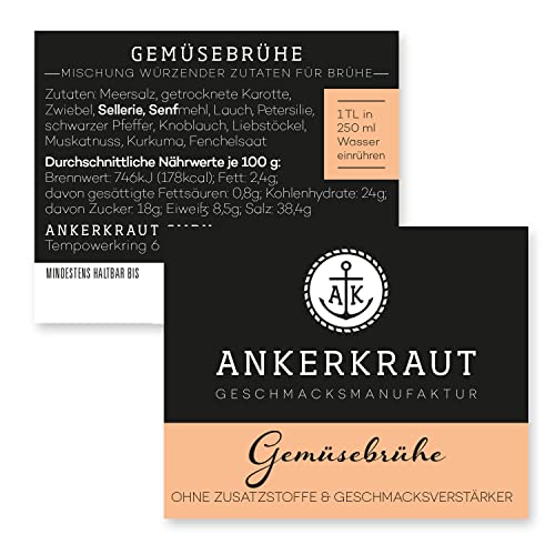 Ankerkraut Gemüsebrühe, ohne Geschmacksverstärker, ohne Zucker, 90g im Korkenglas, Mischung würzender Zutaten für Brühe - Image 5
