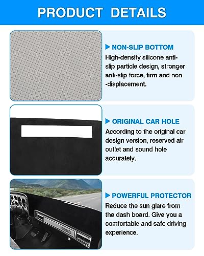 Image of Autorder Dashboard Cover Mat Fit for 1973-1980 Chevy Chevrolet C10 C20 C30 K10 K20 K30 Suburban /1973-1978 GMC C15 C25 C35 K15 K25 K35 Accessories Dash Cover Flannel Sunshade Glare UV Rays Protector