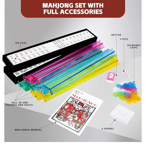Premium Mahjong Tile Set con 166 fichas y accesorios miniatura 2