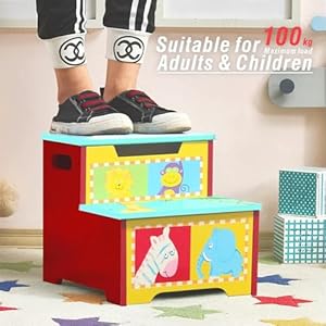 Sturdy Step Stool for Kids, Children's Wooden Step Stool, Kids Kitchen Step Stool for Home Use with Storage, Portable & Lightweight Double Step Stools for Toddlers Kids Children Boys Girls (Aqua) Sturdy Step Stool for Kids Childrens Wooden Step Stool Kids Kitchen Step Stool for Home Use with Storage Portable Lightweight Double Step Stools for Toddlers Kids Children Boys Girls Aqua
