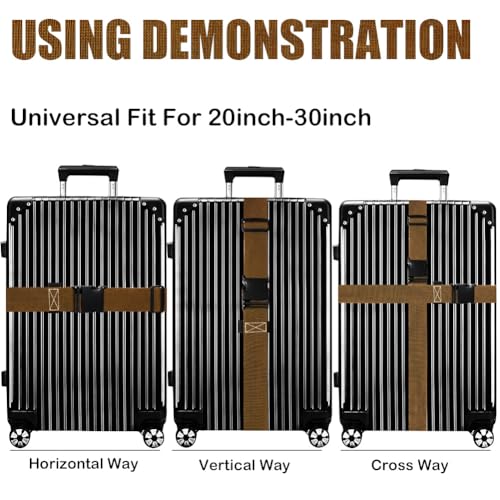 Image of Luggage Straps for Suitcases TSA Approved-2 Pack Bright Personalized Luggage Belt Strap for Suitcase /Carry On Bag Luggage Accessories for Travel (Brown)