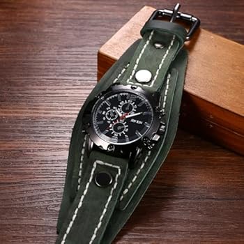 JewelryWe Steampunk herenhorloge, vierkant, kwarts, analoog, leren