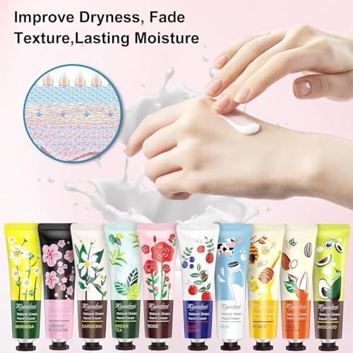 VREOM 10 Pack Hand Cream Gift Set for Women, Mini Hand Lotion Travel Size in Bulk for Dry Cracked Hands | Mothers Day Gifts for Mom, Thanksgiving Gift & Anniversary and Birthday Gift for Her - Image 6