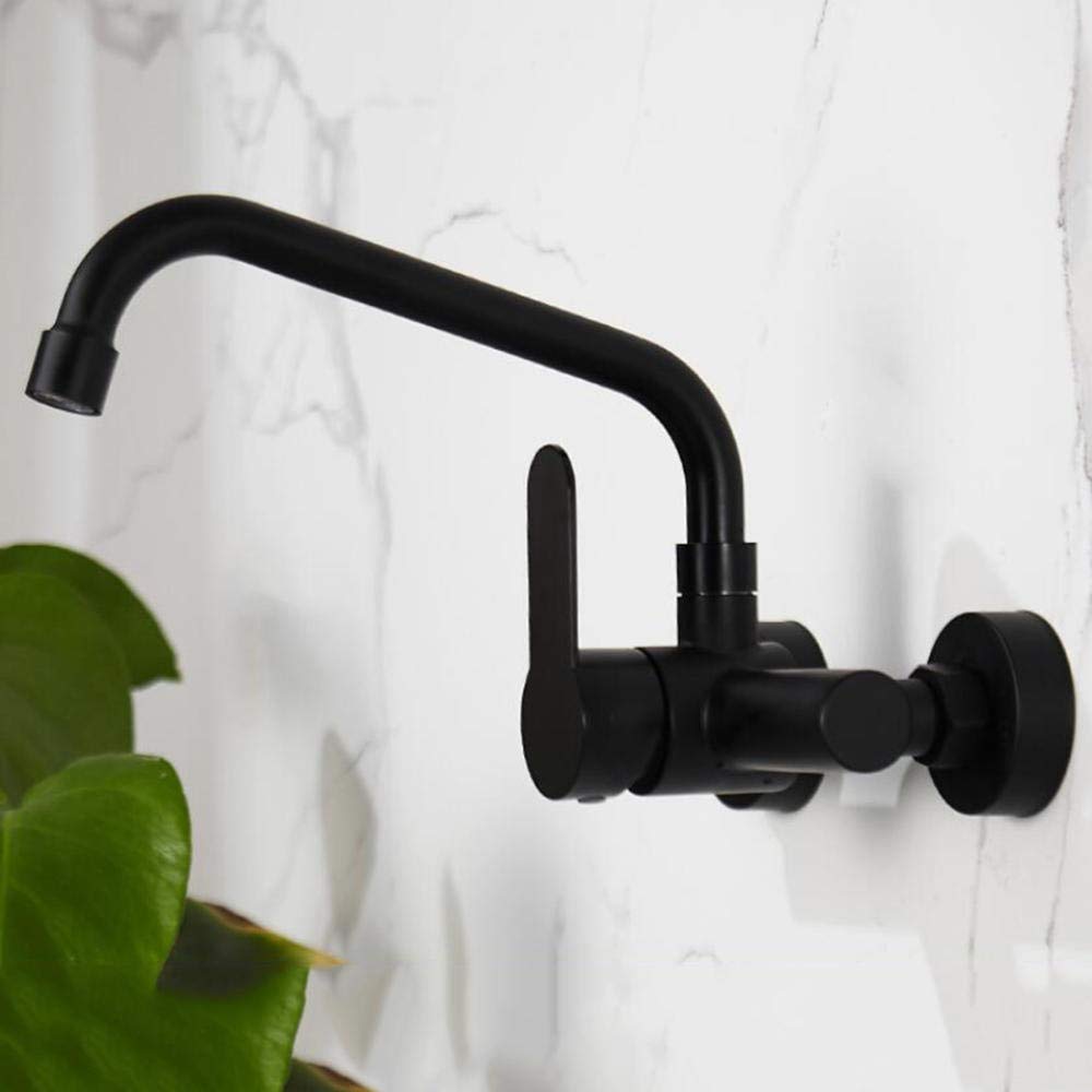 Grifo de pared negro monomando de acero inoxidable 304 para fregadero de cocina o lavadero