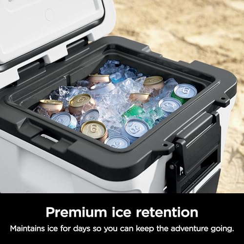 Image of Ninja | Cooler | FrostVault 30QT Cooler with Wheels | Insulated with Temp Dry Storage Drawer | Keeps Ice Cold for Days | for the Beach, Camping, Picnics & More | Cloud White | FB230WH